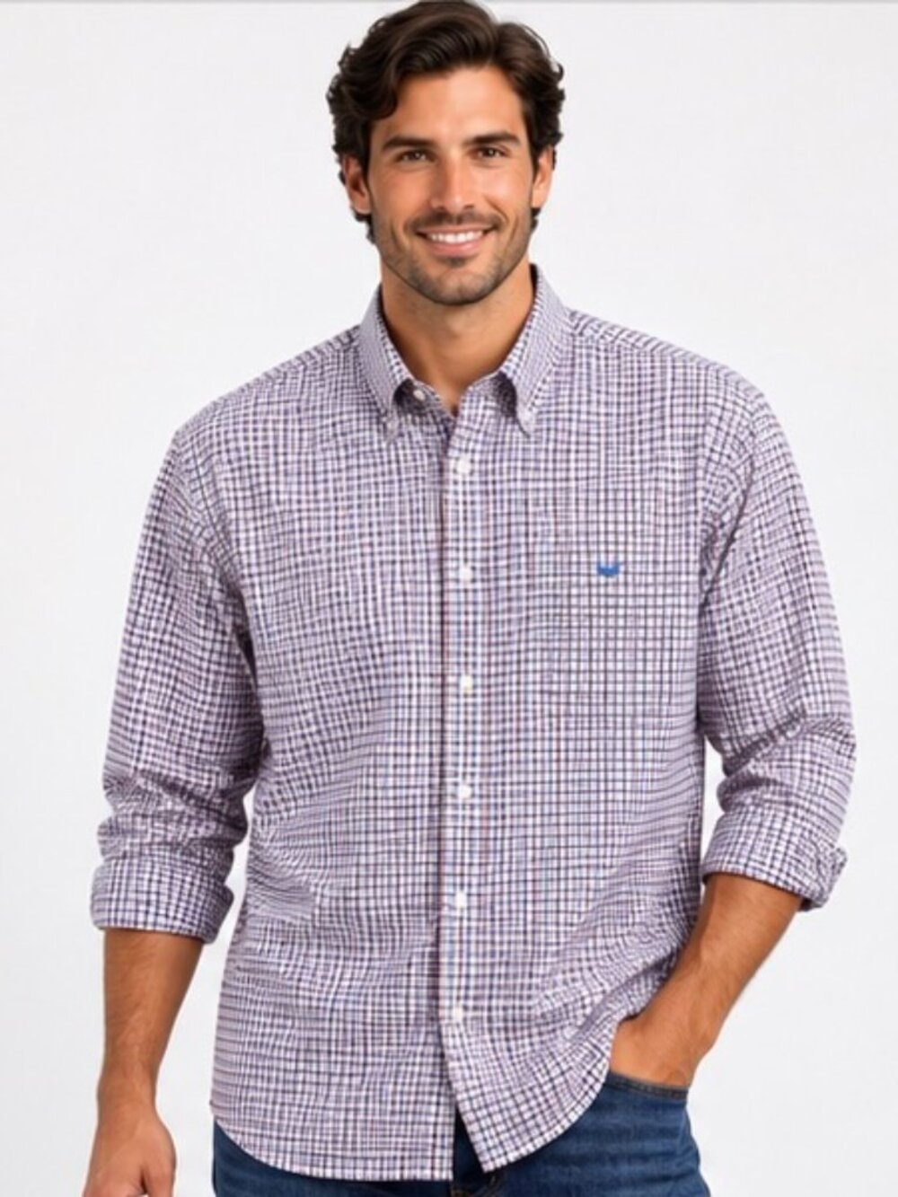 Southern Tide Mens Medium Plaid Button Up Shirt 100% Cotton Long Sleeve Preppy
